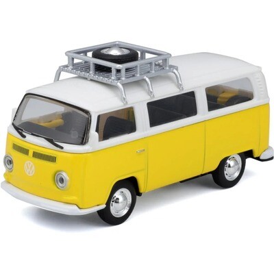 4.5 Pulgadas / 1:40 Volkswagen Bus T2 1972 C Canastilla Amarillo y Blanco MAISTO Weekenders Combi 1:43 03102