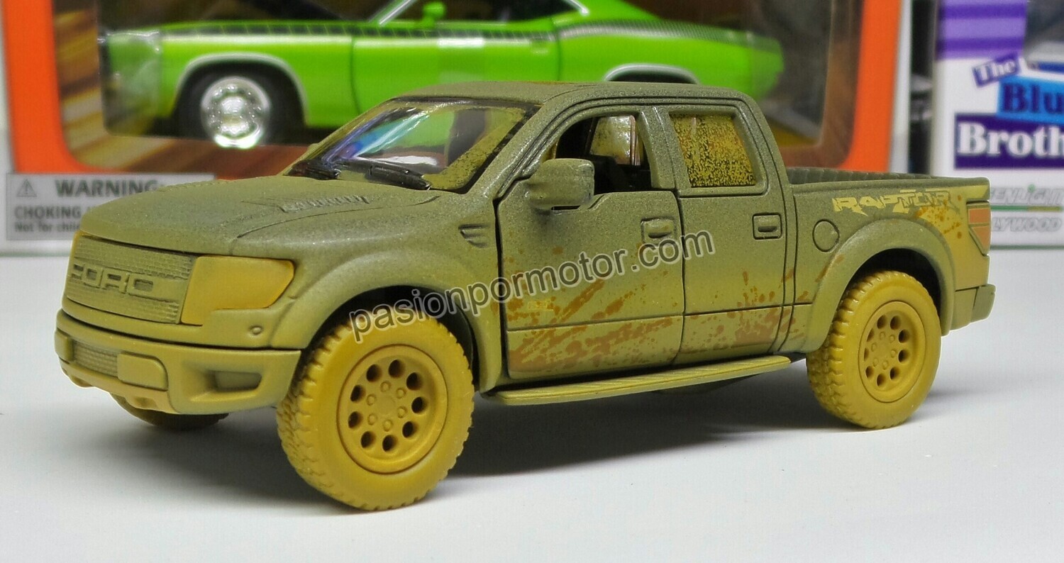 5 Pulgadas / 1:46 Ford F-150 SVT Raptor Super Crew 2013 Negro ¨Dirty¨ KINSMART En Display a Granel 1:43