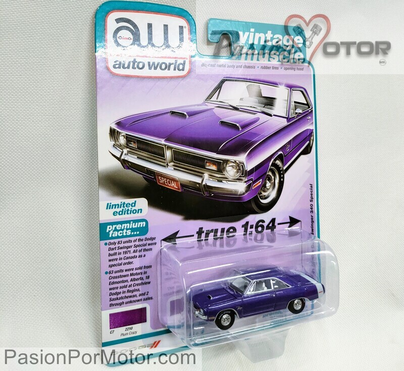 1:64 Dodge Dart Swinger 340 Special 1971 Purpura AUTO WORLD Premium