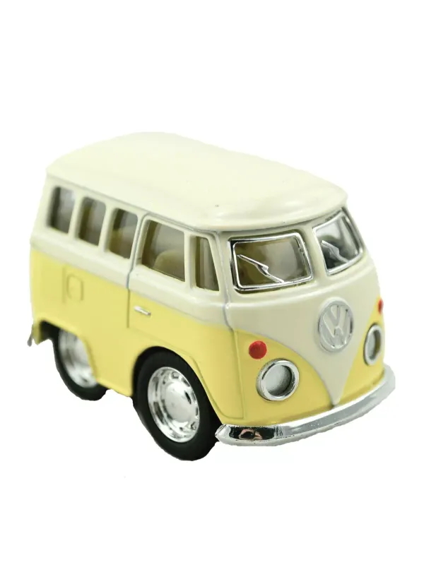 Llavero 1:64 Volkswagen Little Van Microbus T1 1962 Amarillo Pastel c Beige Combi Toon Fricción KINSFUN En Display a Granel