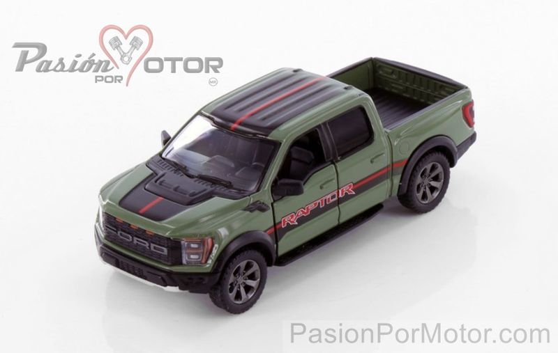 5 Pulgadas / 1:46 Ford F-150 Raptor Pick Up 2022 Verde Livery Edition KINSMART En Display a Granel 1:43
