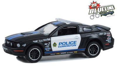 1:64 Ford Mustang GT 2009 Police Edmonton Patrulla GREENLIGHT Blue Line Racing