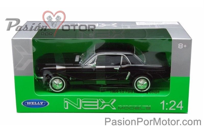 1:24 Ford Mustang Coupe Hard Top 1964 1/2 Negro WELLY Nex Models 03202
