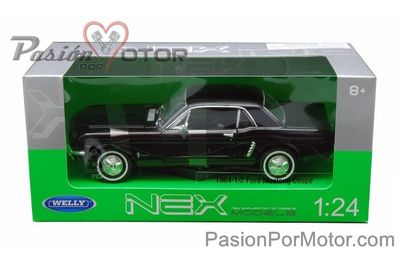 1:24 Ford Mustang Coupe Hard Top 1964 1/2 Negro WELLY Nex Models 03202