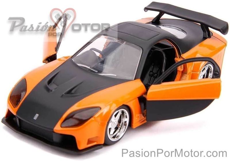 5 Pulgadas / 1:34 Mazda RX-7 Veilside 1995 Han&#39;s Naranja Negro Rapido y Furioso 3 JADA TOYS 01450