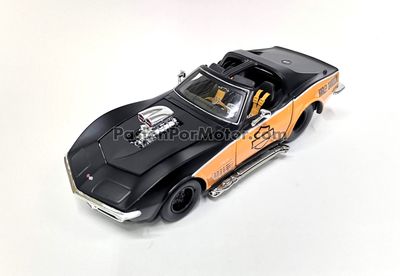 1:24 Chevrolet Corvette Coupe Blower Engine 1970 Negro y Naranja MAISTO H-D Harley Davidson En Dislplay a Granel 00717