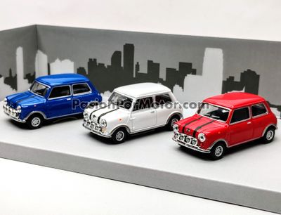 1:43 Austin Mini Cooper S MK1 1967 Set de 3 pz ( Azul, blanco, rojo) The Italian Job CARARAMA 00497
