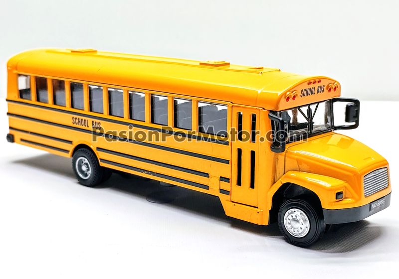 1:55 Freightliner FS-65 Thomas Built 1997-2006 Autobus Escolar Con Fricción Luces y Sonido KINGS TOY Display a Granel 00605