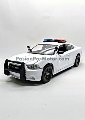 1:24 Dodge Charger Pursuit 2011 Blanco Patrulla C Luz y Sonido MOTOR MAX 01284
