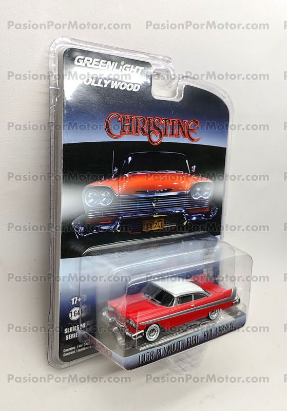 1:64 Plymouth Fury 1958 Christine Evil Version (Cristales negros) GREENLIGHT Hollywood 03946