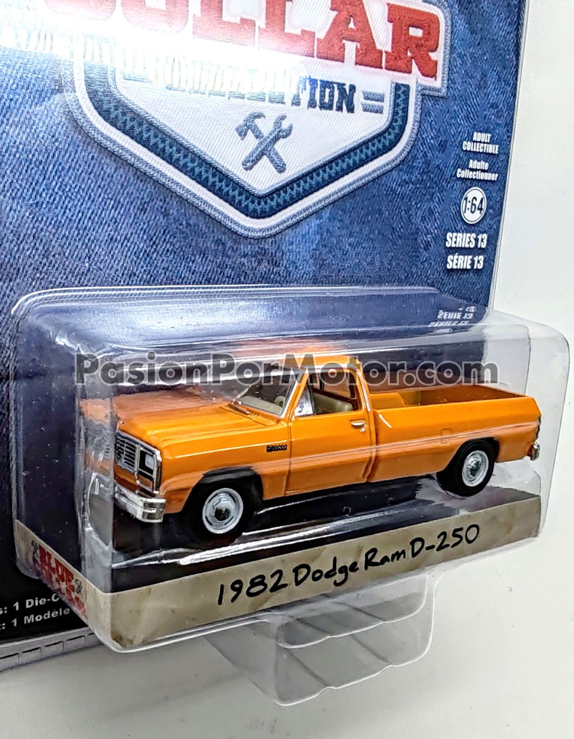 1:64 Dodge Ram D-250 Naranja 1982 Pick Up GREENLIGHT Blue Collar 03761