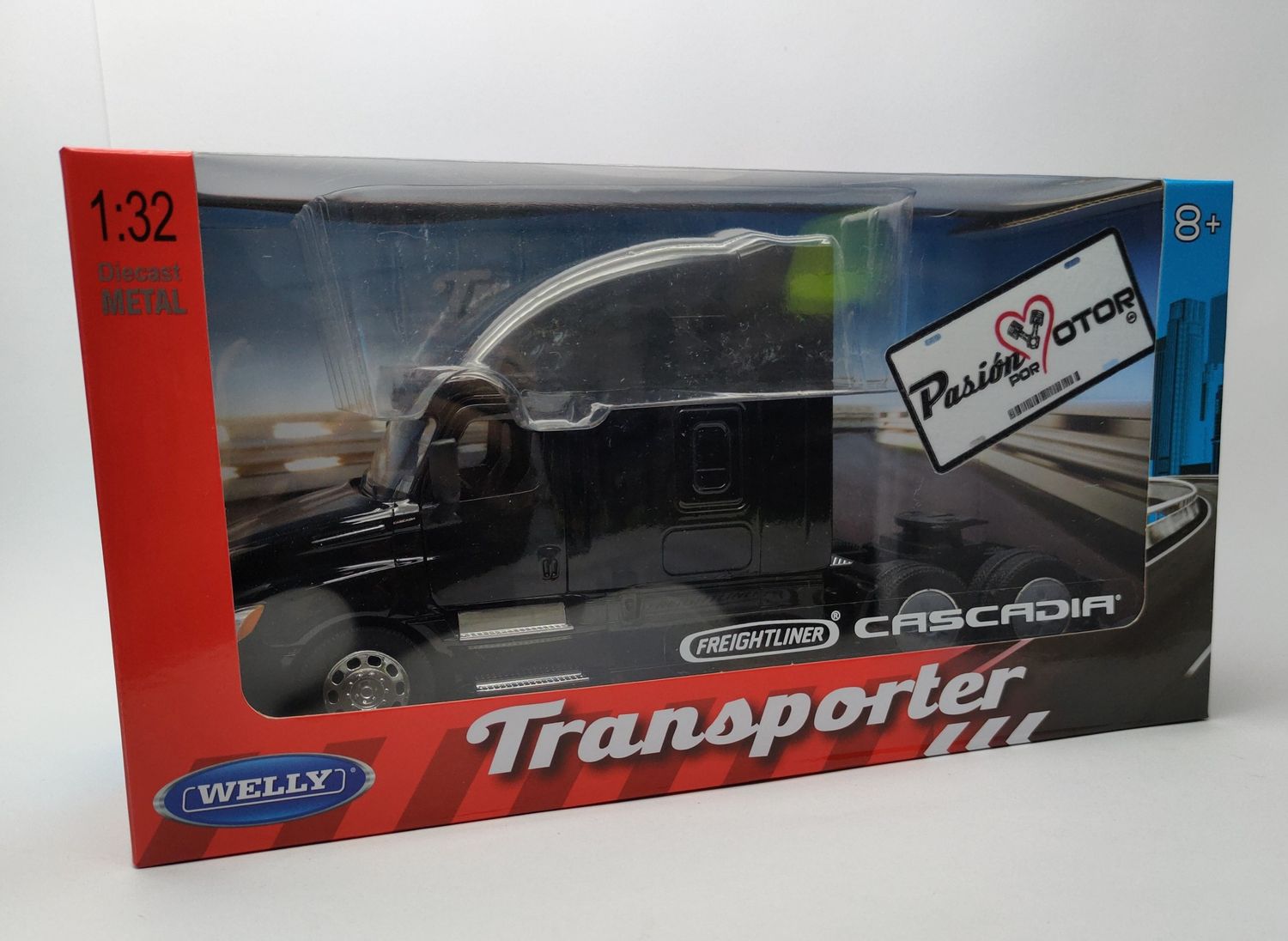 1:32 Freightliner Cascadia Tractocamion 2018 Cabina Negro WELLY Transporter