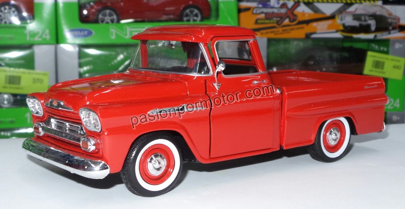 1:24 Chevrolet Apache Fleetside Pick Up 1958 Rojo MOTOR MAX Timeless Legends 00521 1:24 Chevrolet Apache Fleetside Pick Up 1958 Rojo MOTOR MAX Timeless Legends 00521