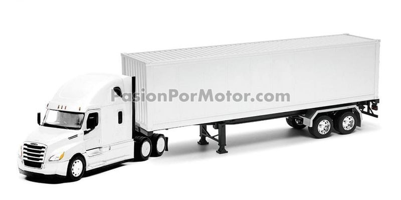 1:32 Freightliner Cascadia 2018 Con Trailer Contenedor  Blanco Liso WELLY Transporter 04038