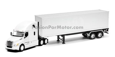 1:32 Freightliner Cascadia 2018 Con Trailer Contenedor  Blanco Liso WELLY Transporter 04038