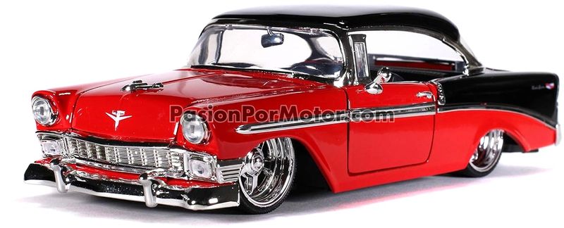1:24 Chevrolet Bel Air Coupe 1956 Rojo Con Negro JADA TOYS Big Time Muscle 01379