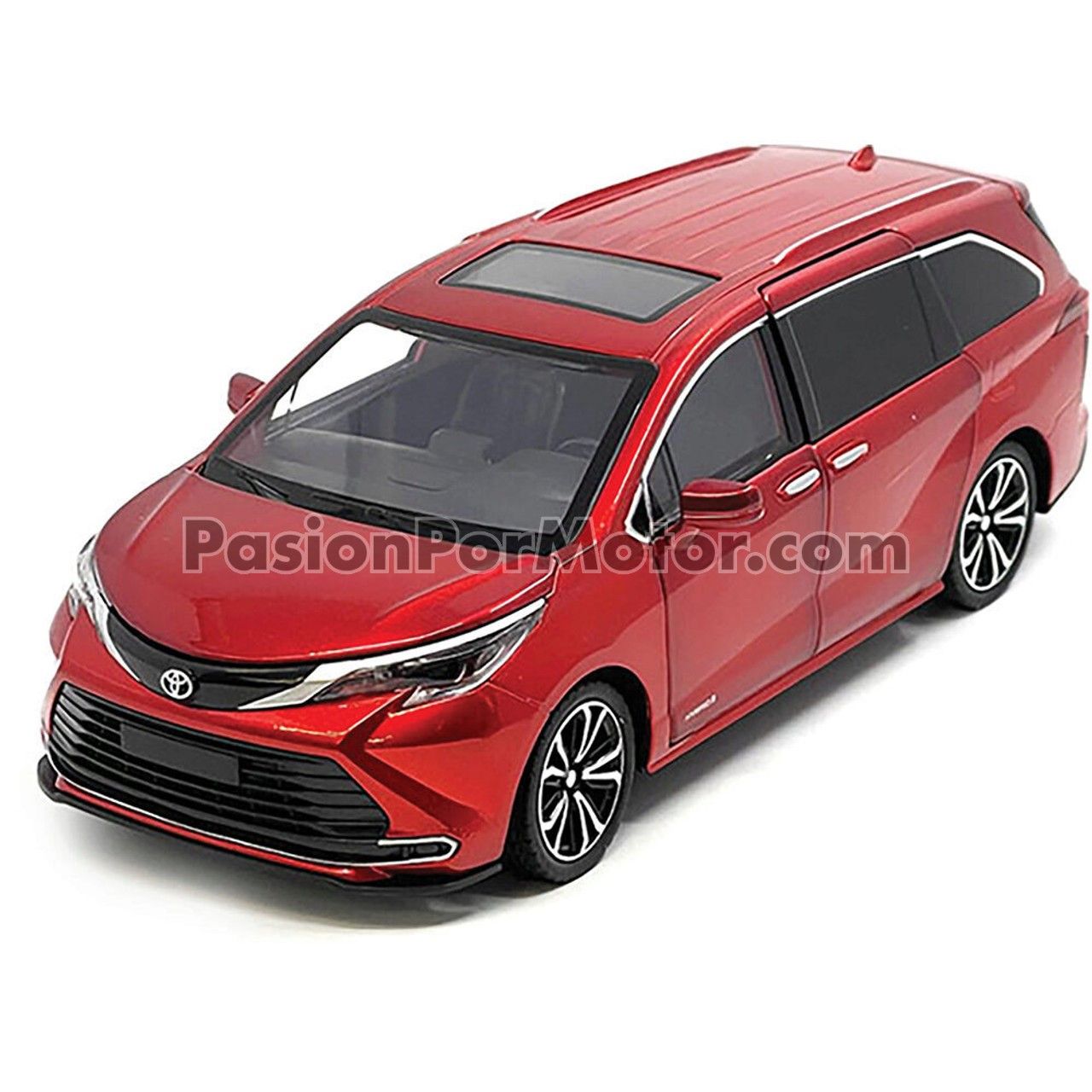 1:24 Toyota Sienna Hybrid Limited AWD Minivan 2021 Rojo Candy KINGS TOY 04052