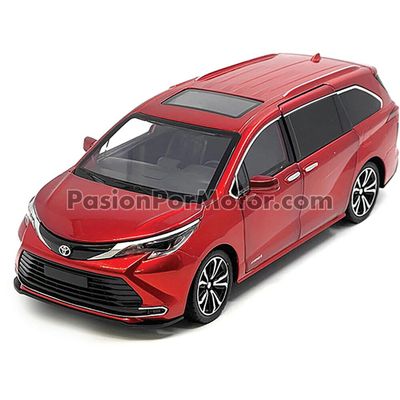 1:24 Toyota Sienna Hybrid Limited AWD Minivan 2021 Rojo Candy KINGS TOY 04052