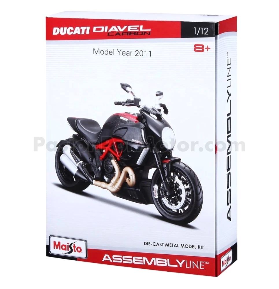 1:12 Ducati Diavel Carbon 2011 Negro y Rojo MAISTO Assembly Line 00381