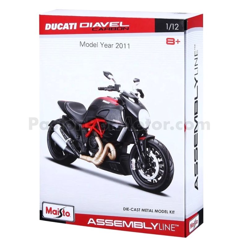 1:12 Ducati Diavel Carbon 2011 Negro y Rojo MAISTO Assembly Line 00381