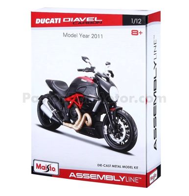 1:12 Ducati Diavel Carbon 2011 Negro y Rojo MAISTO Assembly Line 00381