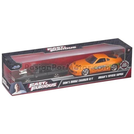 5 Pulgadas / 1:40 Dodge Charger R/T 1970 Dom´s Toretto F&amp;F7 + 1:36 Toyota Supra MK4 1995 Brian´s F&amp;F1 Set Duo Rapido y Furioso JADA TOYS Twin Pack 1:32 03427