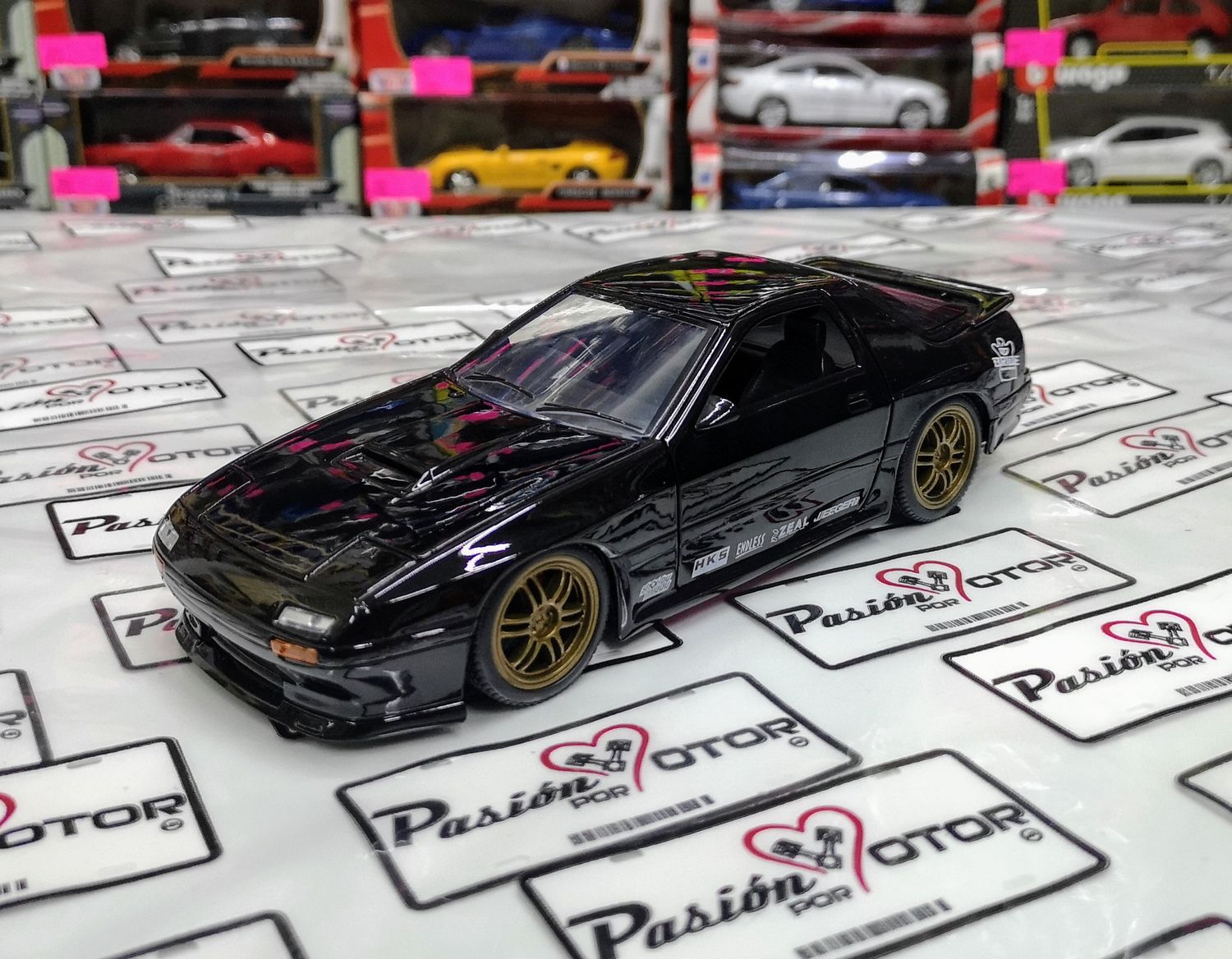 1:24 Mazda RX-7 FC3S 1985 Negro Brillante JADA TOYS JDM Tuners  En Display  A Granel 00829