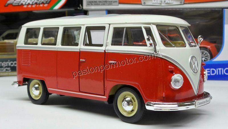 1:24 Volkswagen T1 Bus 1963 Rojo y Crema WELLY Nex Models Combi 04464