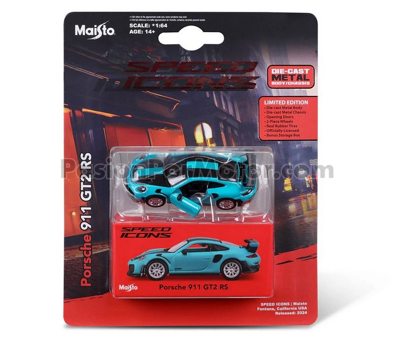 1:64 Porsche 911 GT2 RS 2018 Azul MAISTO Speed Icons 04613