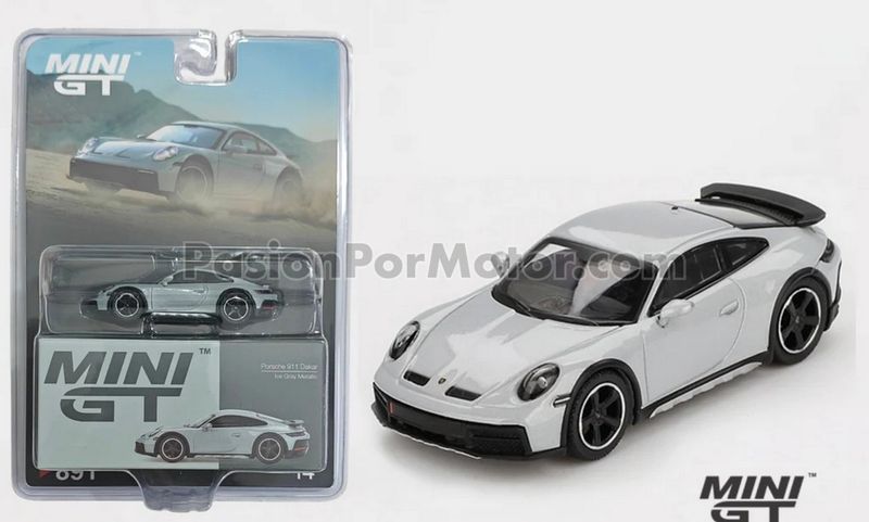1:64 Porsche 911 992 Dakar 2023 Ice Grey Metallic 891 TRUE SCALE MINIATURE Mini GT 04612