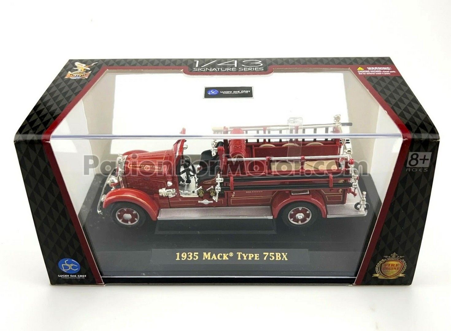 1:43 Mack Type 75BX 1935 Camion de Bomberos Rojo LUCKY DIE CAST Signature Models 04646