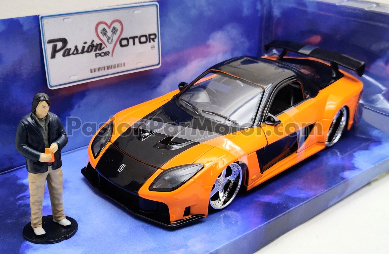 1:24 Mazda RX-7 Veilside 1995 + Figura Han´s  Rapido Y Furioso 3 Reto Tokio JADA TOYS 02717