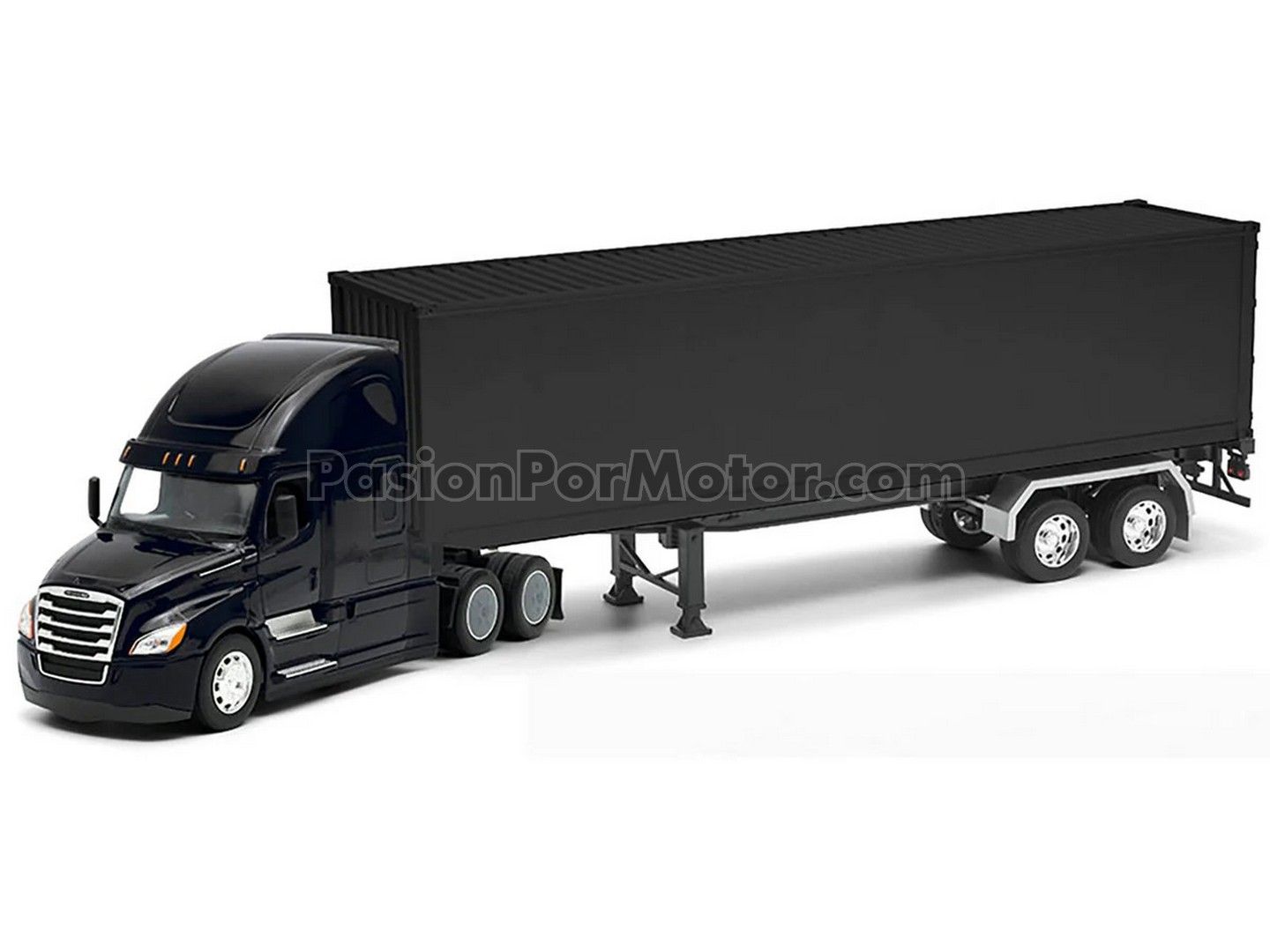 1:32 Freightliner Cascadia 2018 Negro Con Trailer Contenedor Negro WELLY Transporter 03156