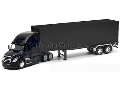1:32 Freightliner Cascadia 2018 Negro Con Trailer Contenedor Negro WELLY Transporter 03156