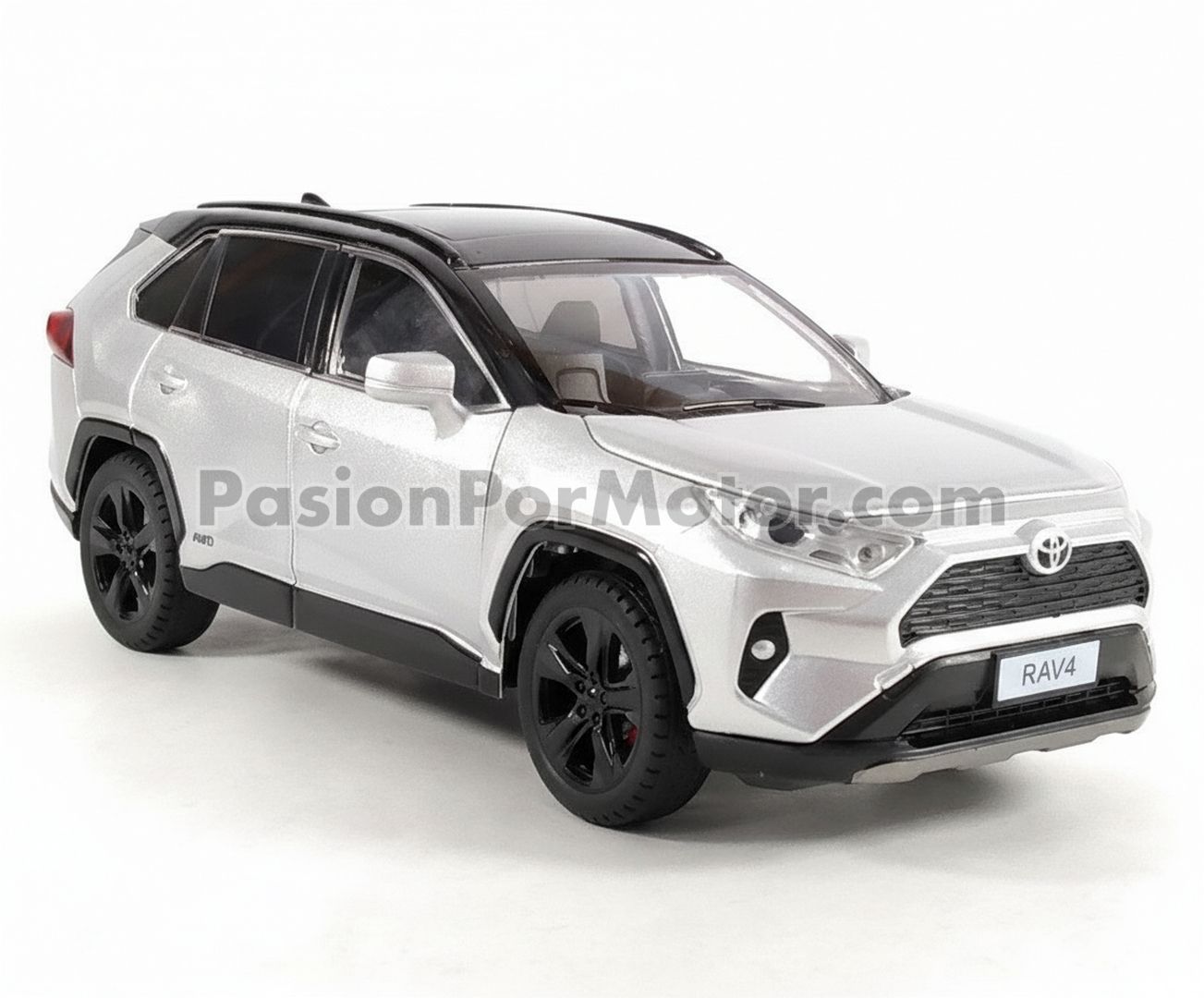 1:24 Toyota Rav 4 XSE Hybrid Suv 2019 Bitono Plata Con Negro KINGS TOY 03455