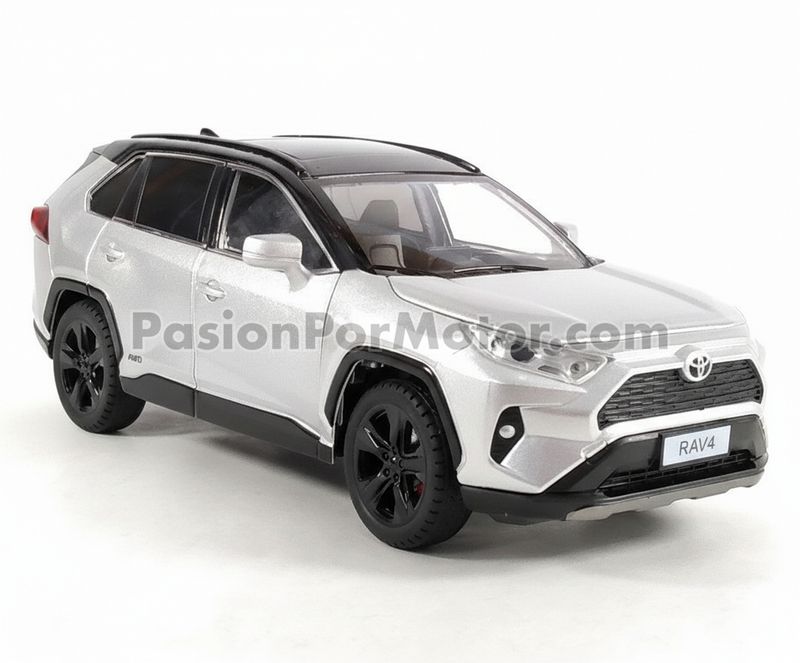1:24 Toyota Rav 4 XSE Hybrid Suv 2019 Bitono Plata Con Negro KINGS TOY 03455