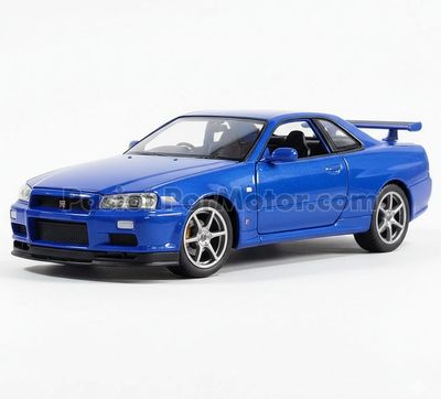 1:24 Nissan Skyline GT-R ( R34 ) Coupe 1999 Azul WELLY Nex Models 02804
