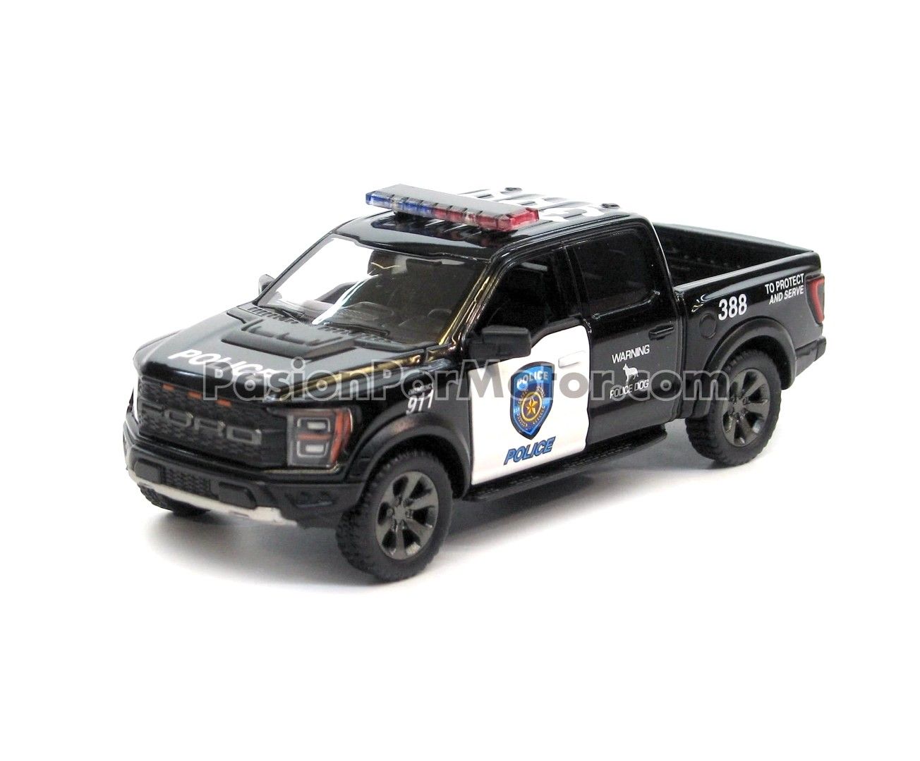 5 Pulgadas / 1:46 Ford F-150 Raptor Pick Up 2022 Patrulla Negro y Blanco KINSMART En Display a Granel 1:43 04132