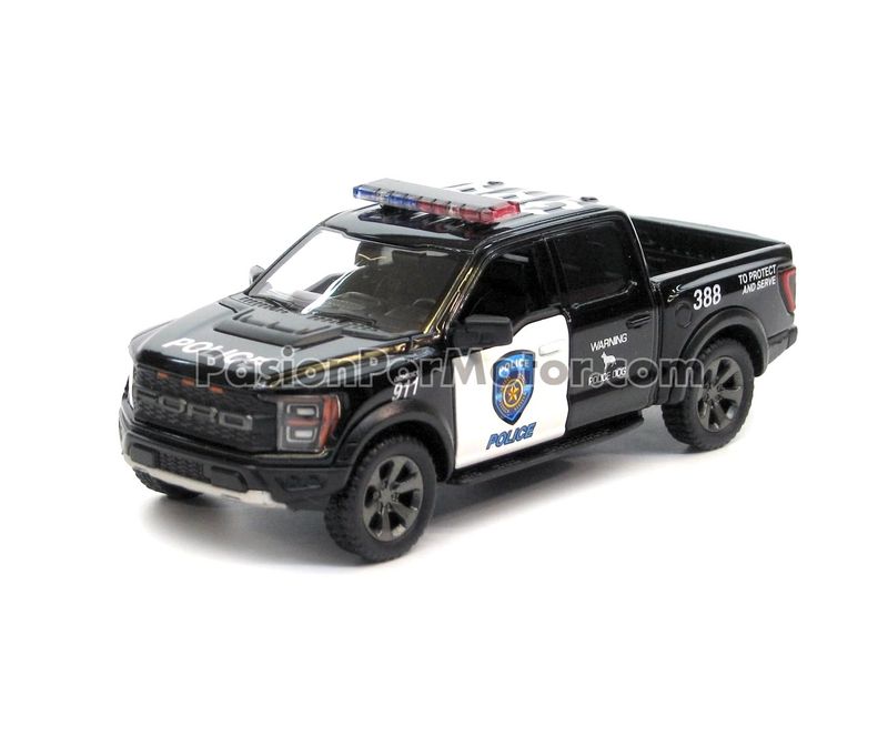 5 Pulgadas / 1:46 Ford F-150 Raptor Pick Up 2022 Patrulla Negro y Blanco KINSMART En Display a Granel 1:43 04132