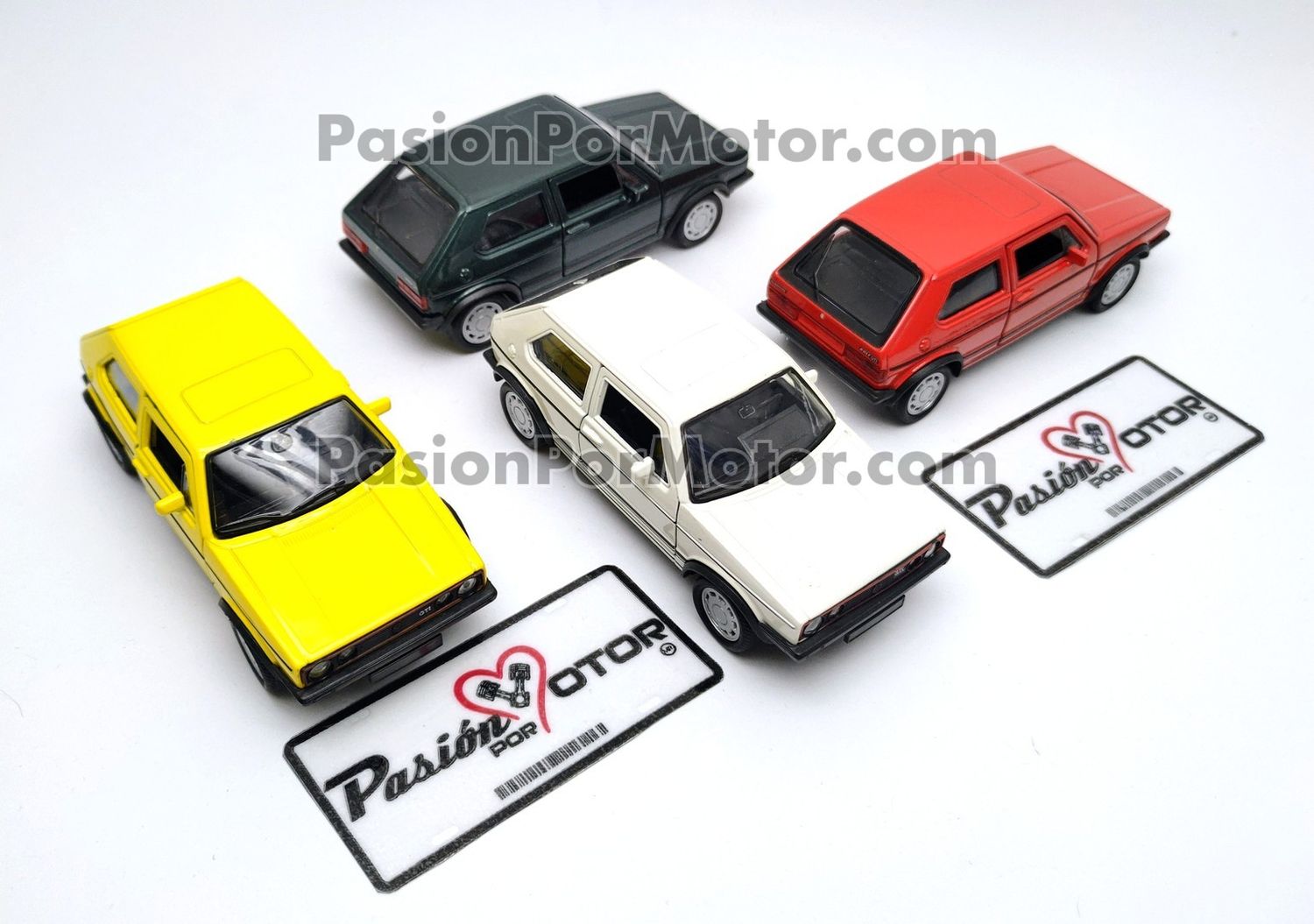 Serie de 4 Piezas - 5 Pulgadas / 1:34 Volkswagen Golf GTi A1 Hatchback 1983 Pirelli WELLY Display a Granel Caribe MK1 1:32 04090