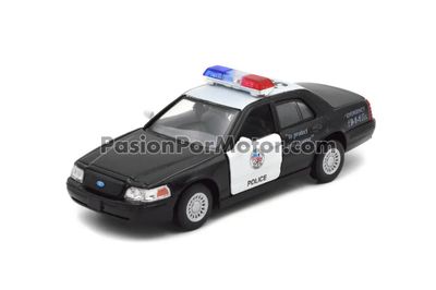 5 Pulgadas / 1:42 Ford Crown Victoria Patrulla Police Interceptor 1998 Negro y blanco KINSMART Display a Granel 1:43 01941