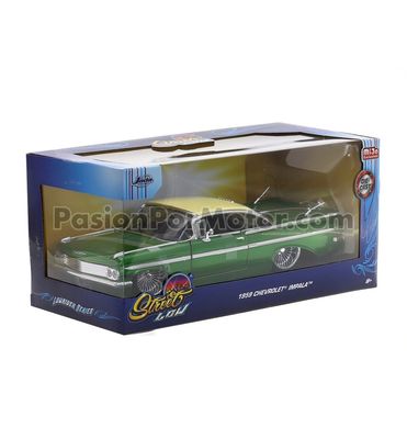 1:24 Chevrolet Impala Coupe Hard Top 1959 Verde C Rines  DUB Wire JADA TOYS Street Low Ranfla Lowrider 04740