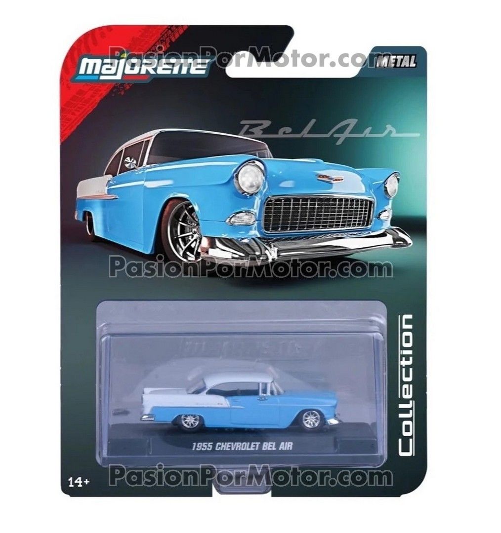 1:64 Chevrolet Bel Air 1955 Azul y Blanco Collector Series 1 MAJORETTE Metal Collection 04813