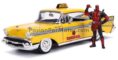 1:24 Chevrolet Bel Air Coupe 1957 Taxi Deadpool C Figura JADA TOYS Metals Marvel 03712