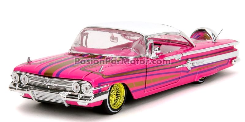 1:24 Chevrolet Impala 1960 Rosa Con Graficos JADA TOYS Pink Slips 04751 1:24 Chevrolet Impala 1960 Rosa Con Graficos JADA TOYS Pink Slips 04751