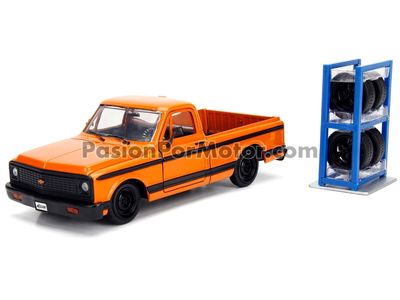 1:24 Chevrolet Cheyenne Fleetside 1972 Pick Up Custom Naranja Con Rack y Rines Extra JADA TOYS Just Trucks 03929 1:24 Chevrolet Cheyenne Fleetside 1972 Pick Up Custom Naranja Con Rack y Rines Extra JADA TOYS Just Trucks 03929