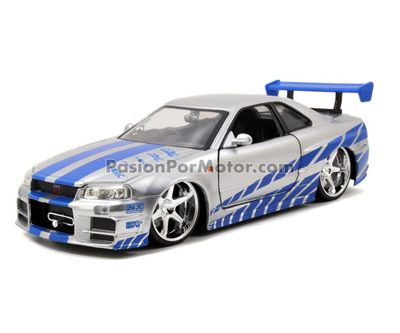 1:24 Nissan Skyline R34 2002 Plata Brian´s Rapido Y Furioso 2 JADA TOYS 00301