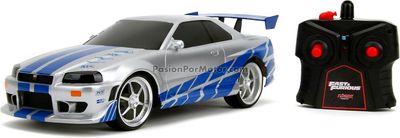 1:16 Nissan Skyline R34 2002 Plata y Azul Brian´s Rapido y Furioso 2 Radio Control Con Pila Recargable JADA TOYS 04196
