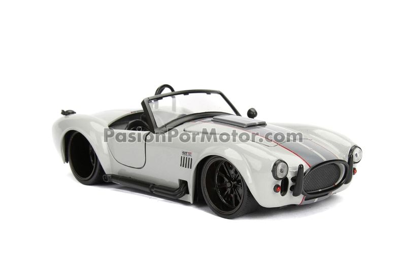 1:24 Shelby Cobra 427 S/C Roadster 1965 Gris Con Franjas JADA TOYS Big Time Muscle 04834