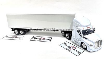 1:43 Freightliner Cascadia 2018 Day Cab Con Trailer Caja Seca Blanco Liso NEW RAY 01286